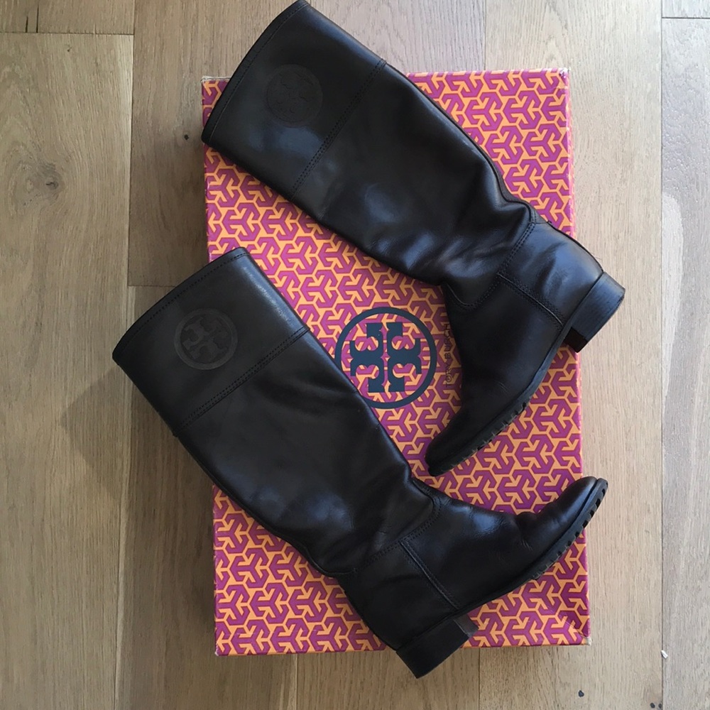Tory Burch Jackson Brown Leather Riding Boot